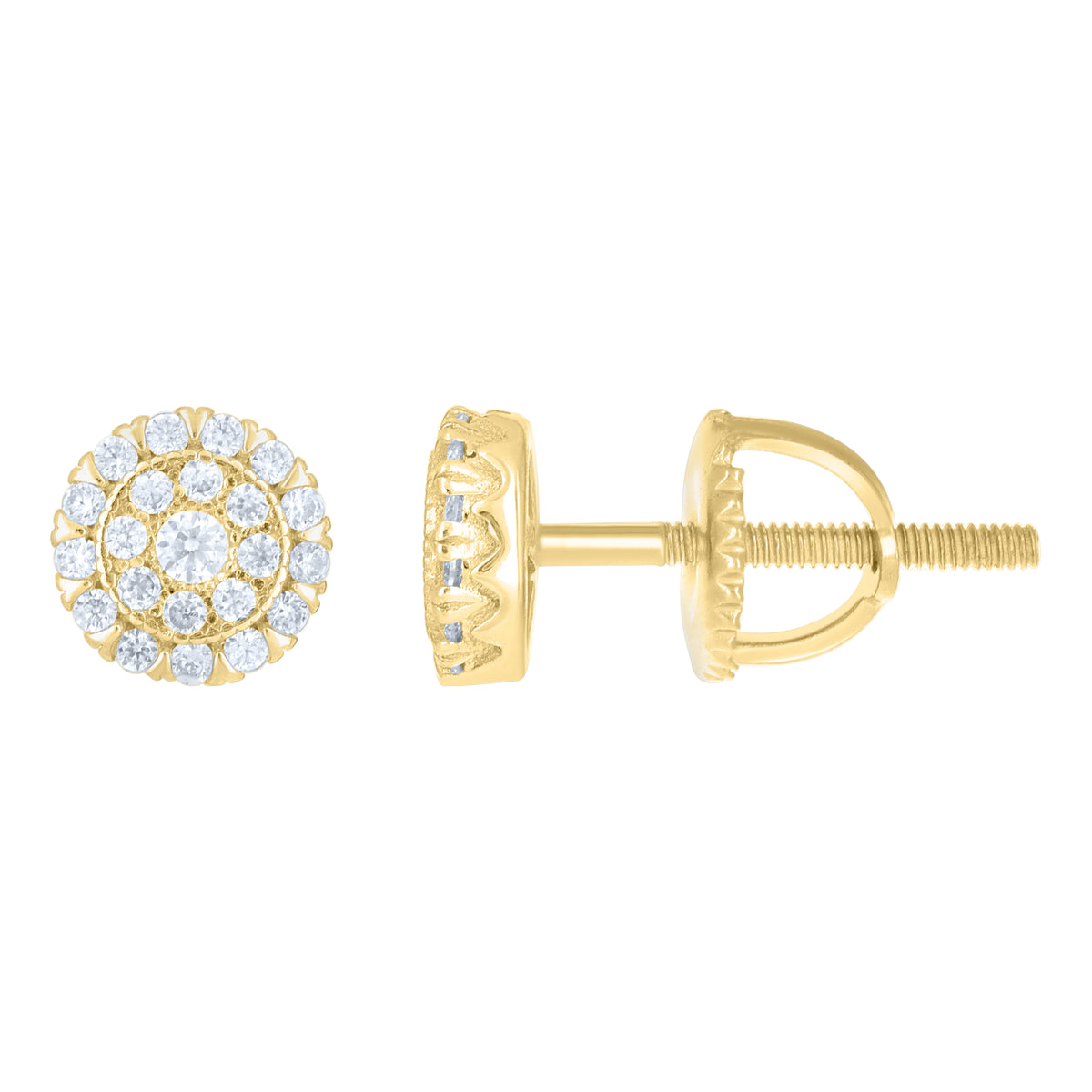 925 Sterling Silver Yellow-Tone Womens Round 0.27ct Moissanite Round Fashion Stud Earrings