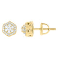 925 Sterling Silver Yellow-Tone Womens Round 0.44ct Moissanite Flower Fashion Stud Earrings