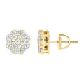 925 Sterling Silver Yellow-Tone Womens Round Princess-cut 0.31ct, 0.91ct Moissanite Round Fashion Stud Earrings