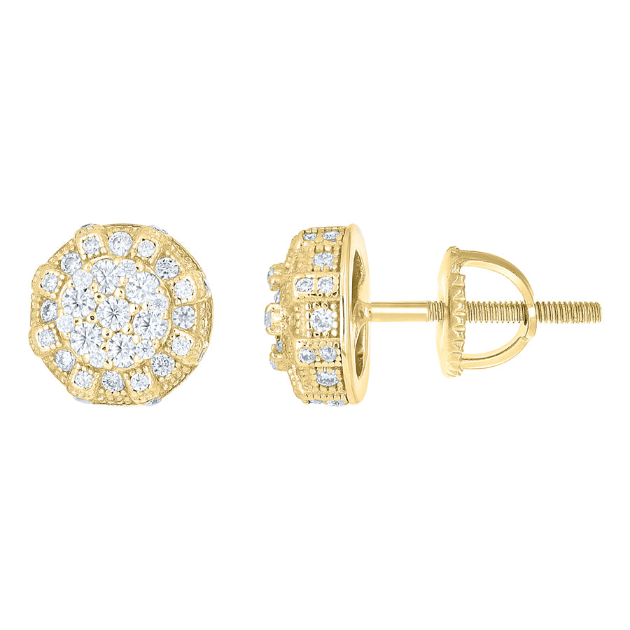 925 Sterling Silver Yellow-Tone Womens Round 0.89ct Moissanite Round Fashion Stud Earrings