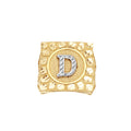 10K Two-Tone Gold Unisex Initial Alphabet D Nugget Ring