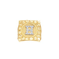 10K Two-Tone Gold Unisex Initial Alphabet H Nugget Ring