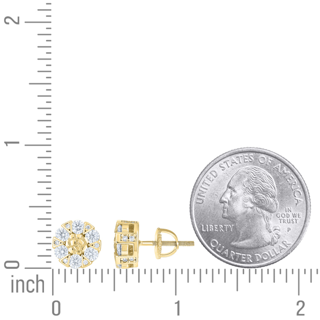 925 Sterling Silver Yellow-Tone Womens Round 1.37ct Moissanite Round Fashion Stud Earrings