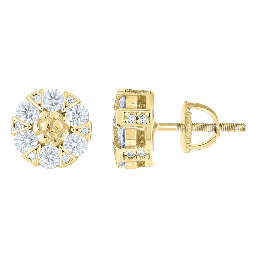 925 Sterling Silver Yellow-Tone Womens Round 1.37ct Moissanite Round Fashion Stud Earrings