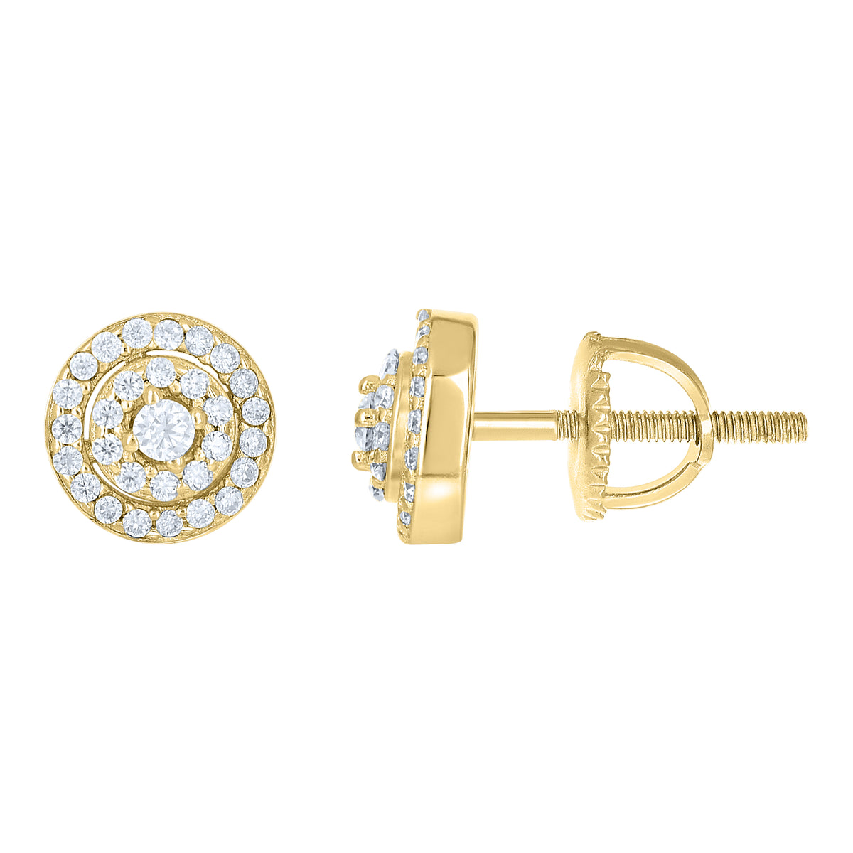 925 Sterling Silver Yellow-Tone Womens Round 0.37ct Moissanite Round Fashion Stud Earrings