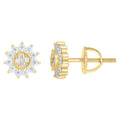 925 Sterling Silver Yellow-Tone Womens Round Baguette 0.36ct, 0.05ct Moissanite Sunburst Fashion Stud Earrings