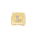 10K Two-Tone Gold Unisex Initial Alphabet L Nugget Ring