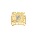10K Two-Tone Gold Unisex Initial Alphabet P Nugget Ring