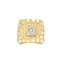 10K Two-Tone Gold Unisex Initial Alphabet Q Nugget Ring