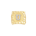 10K Two-Tone Gold Unisex Initial Alphabet U Nugget Ring