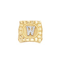 10K Two-Tone Gold Unisex Initial Alphabet W Nugget Ring