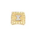 10K Two-Tone Gold Unisex Initial Alphabet X Nugget Ring