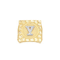 10K Two-Tone Gold Unisex Initial Alphabet Y Nugget Ring