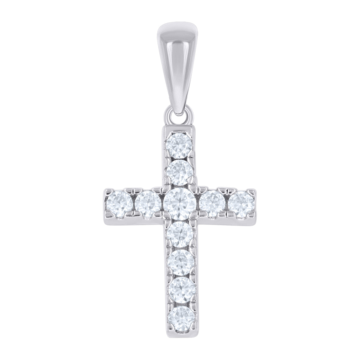 925 Sterling Silver Womens 0.22ct Moissanite Cross Religious Pendant