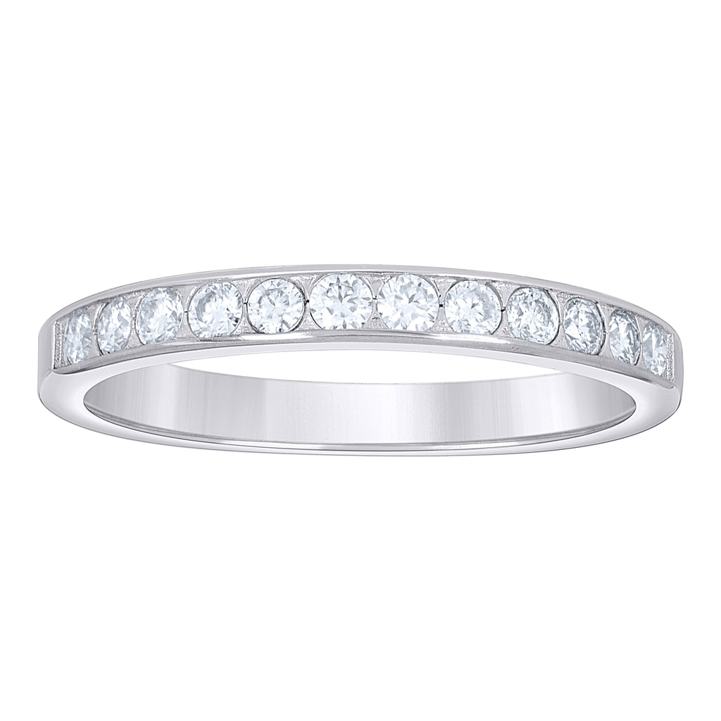 925 Sterling Silver Womens Round 0.52ct Moissanite Eternity Band Ring Size 9