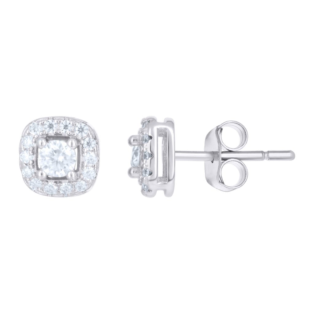 925 Sterling Silver Unisex 0.38ct Moissanite Square Stud Earrings