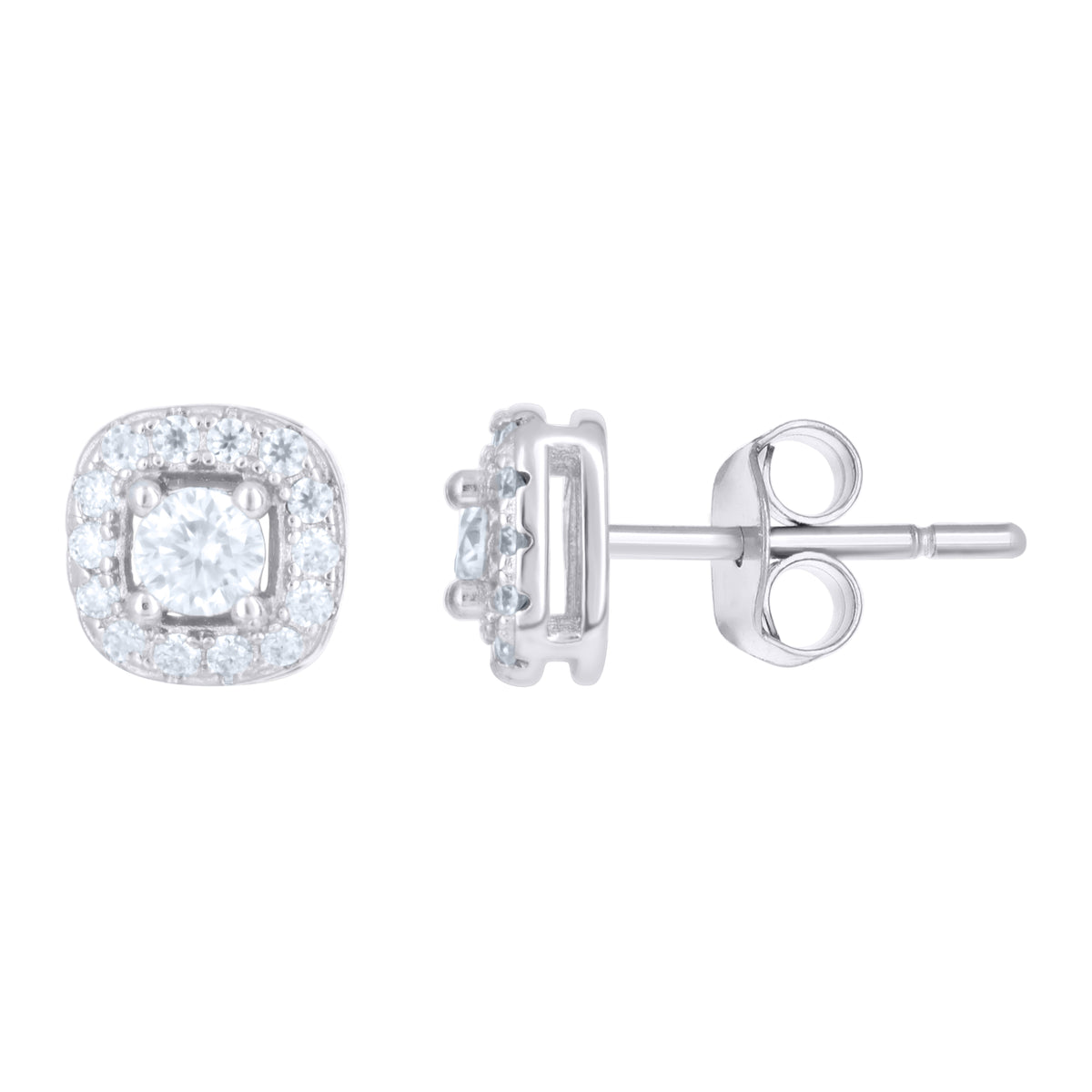 925 Sterling Silver Unisex 0.38ct Moissanite Square Stud Earrings
