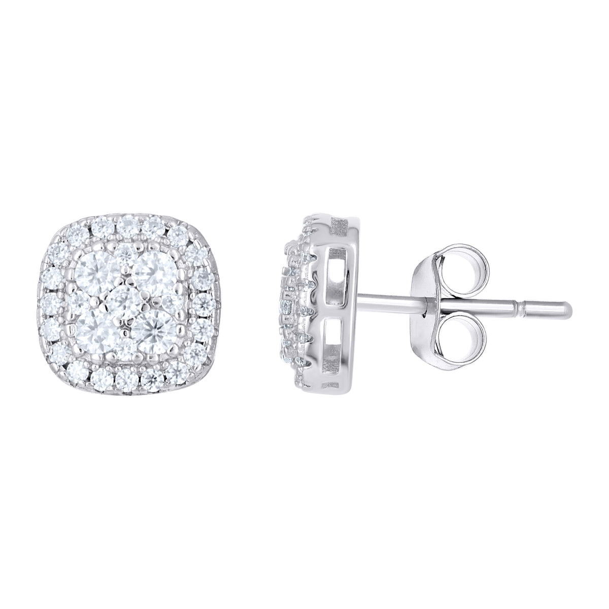 925 Sterling Silver Unisex 0.57ct Moissanite Square Stud Earrings