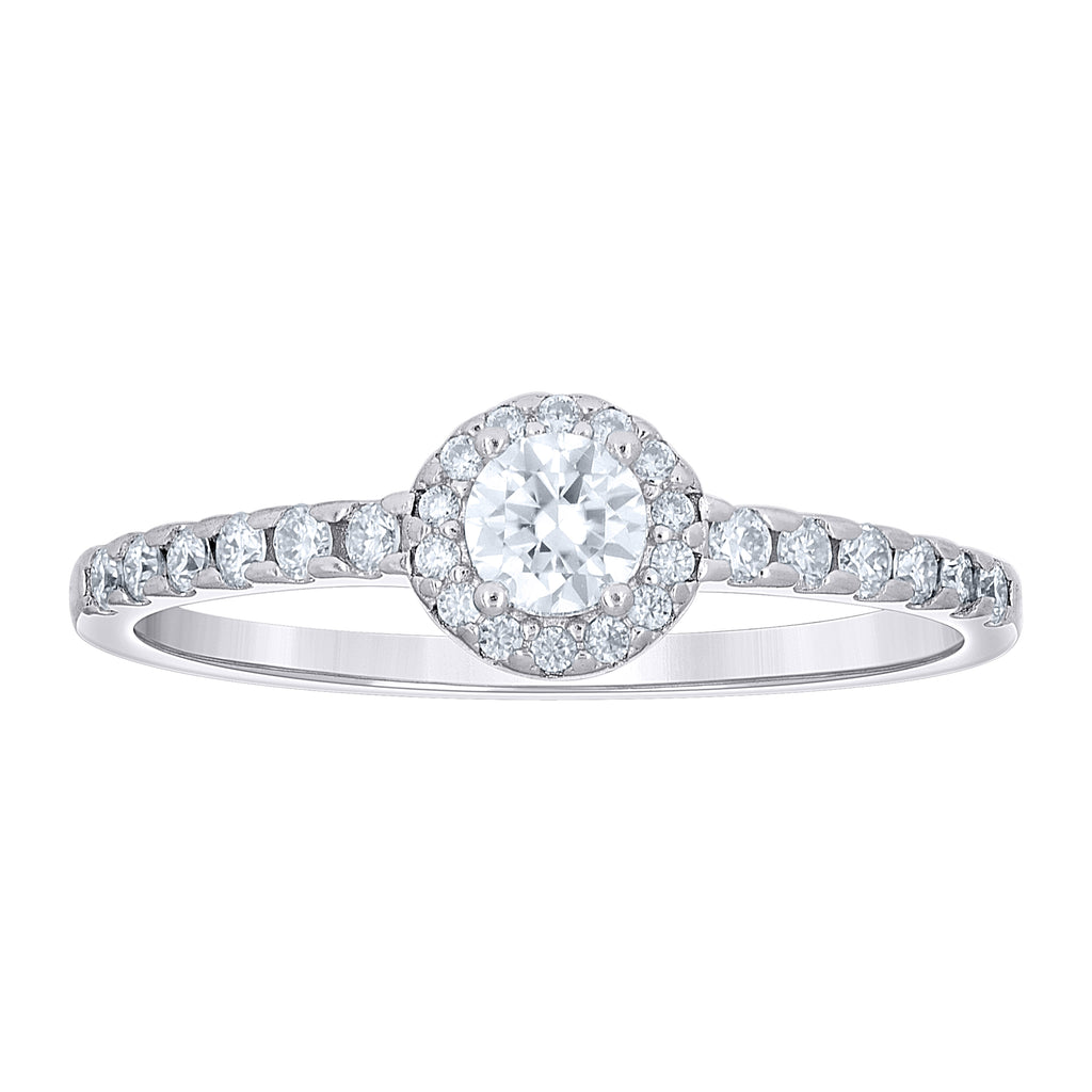 925 Sterling Silver Womens Round 0.59ct Moissanite Heart Engagement Ring