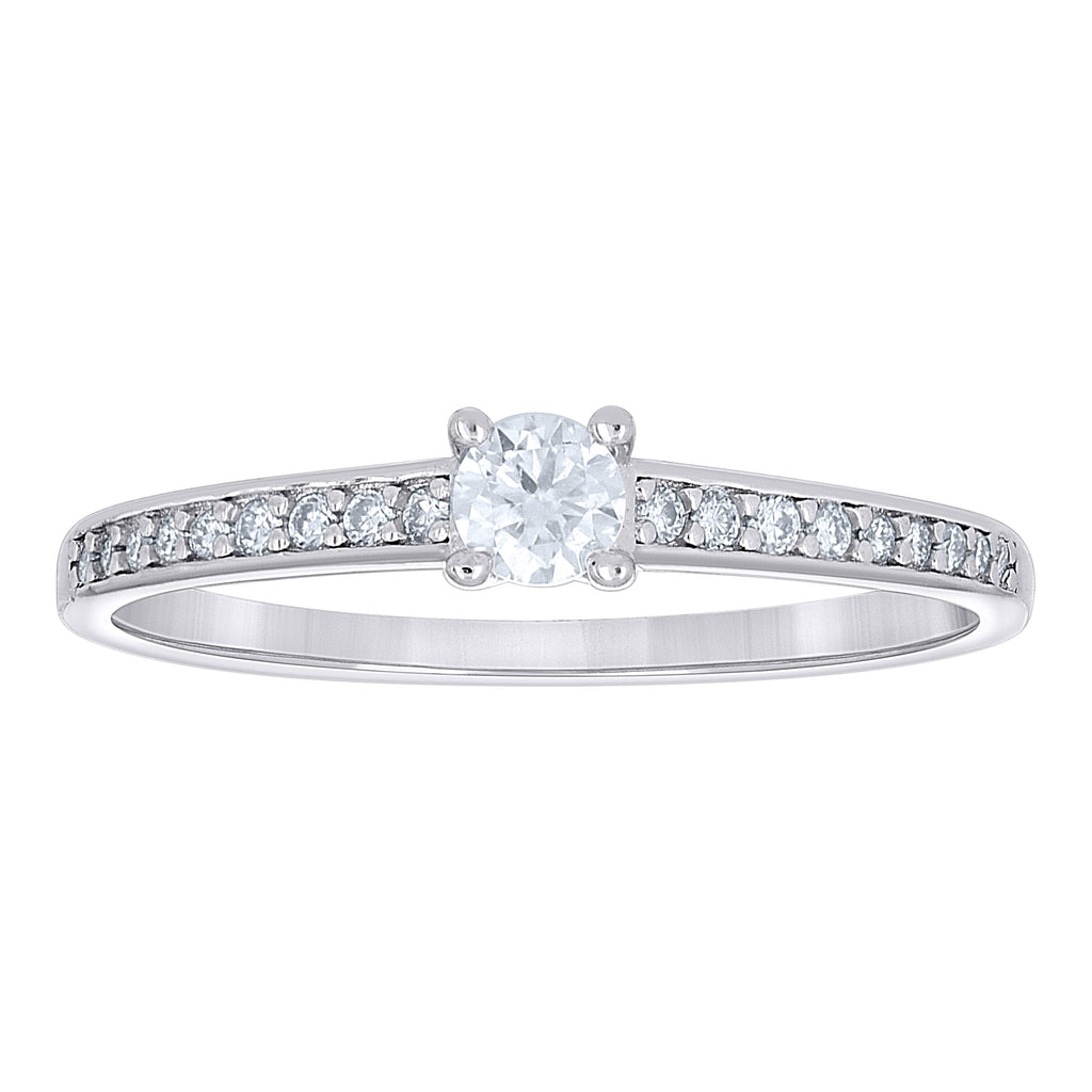 925 Sterling Silver Womens Round 0.32ct Moissanite Engagement Ring Size 7