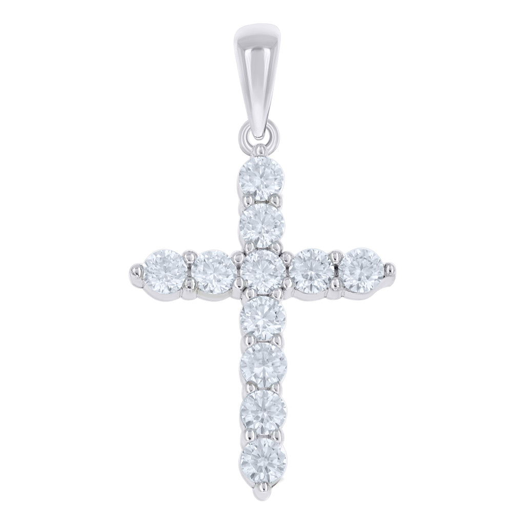 925 Sterling Silver Womens 0.59ct Moissanite Cross Religious Pendant