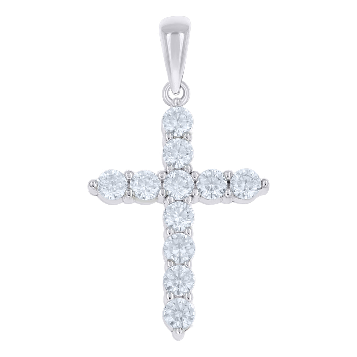 925 Sterling Silver Womens 0.59ct Moissanite Cross Religious Pendant