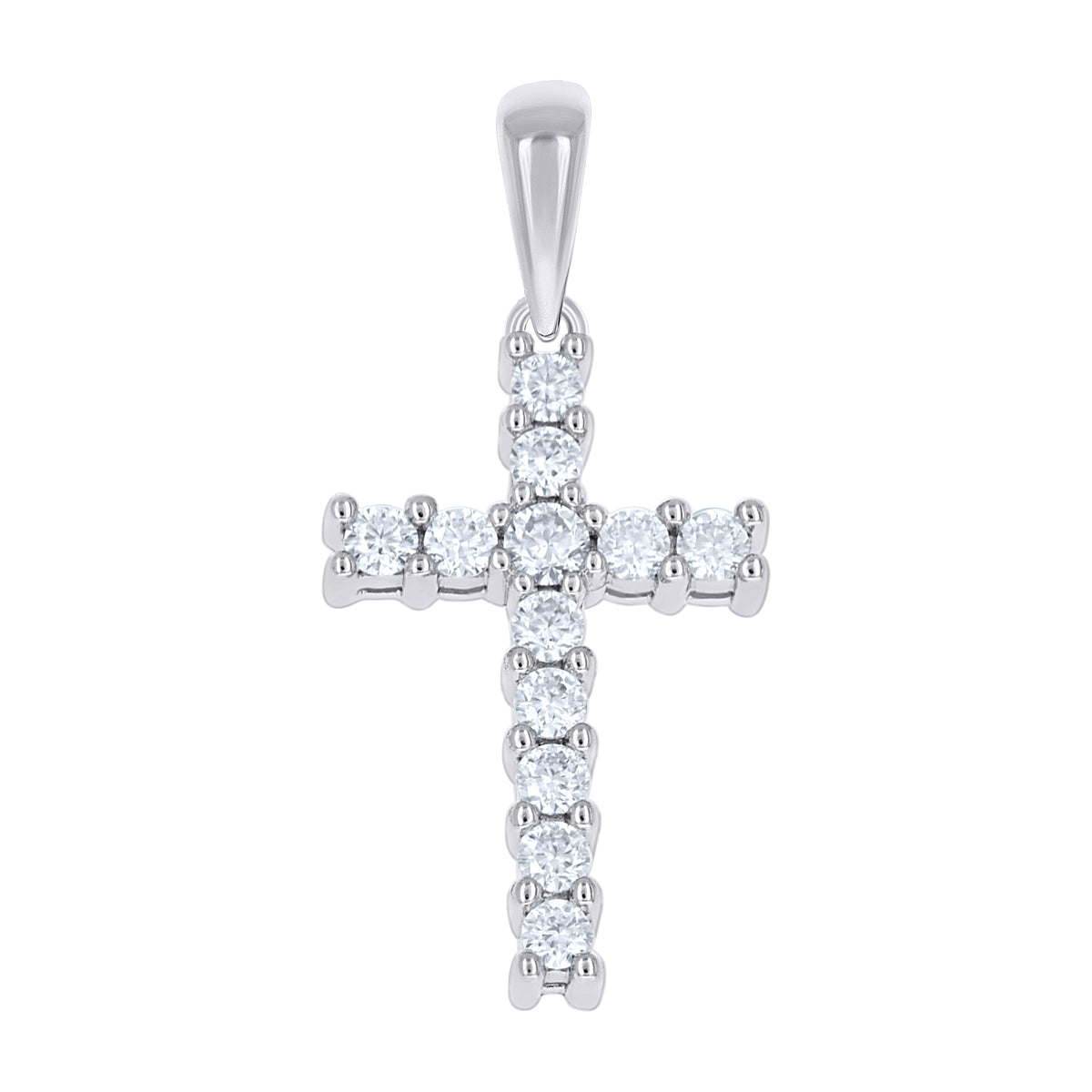 925 Sterling Silver Womens 0.33ct Moissanite Cross Religious Pendant