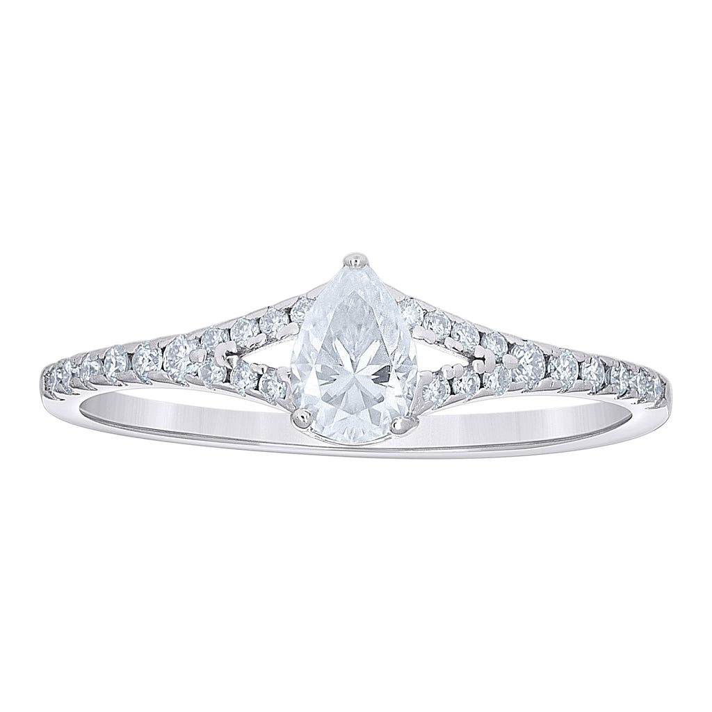 925 Sterling Silver Womens Round Pear 0.21ct, 0.51ct Moissanite Engagement Ring Size 6