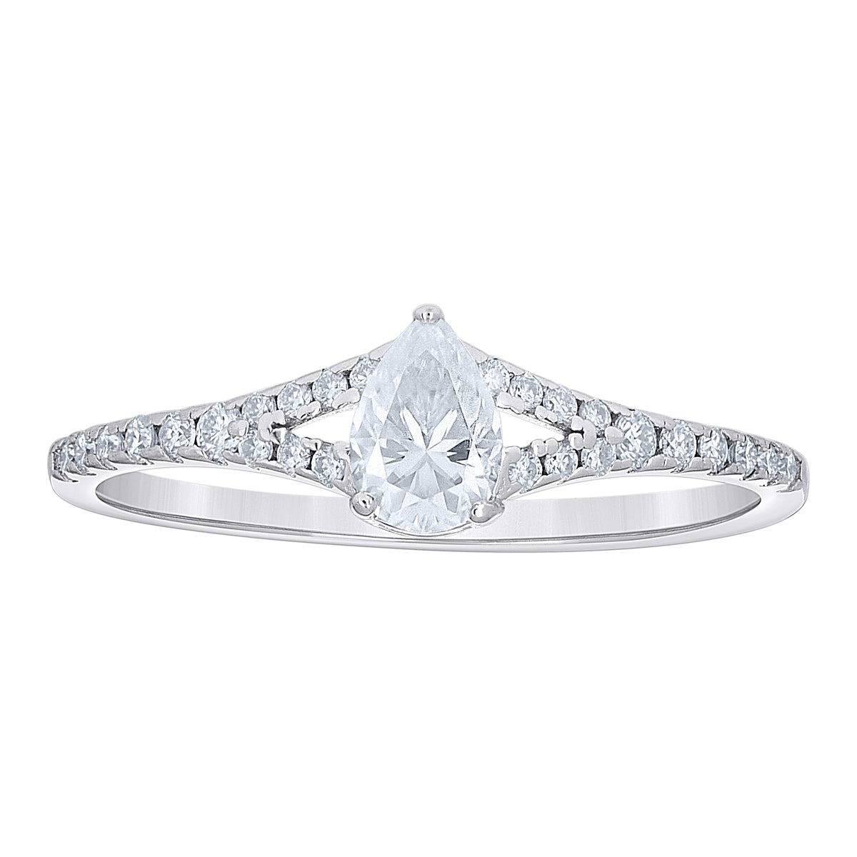 925 Sterling Silver Womens Round Pear 0.21ct, 0.51ct Moissanite Engagement Ring Size 6