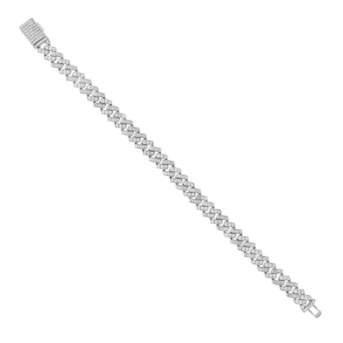 925 Sterling Silver Unisex 10.52ct Moissanite Cuban Chain Necklace 8mm 18 Inches