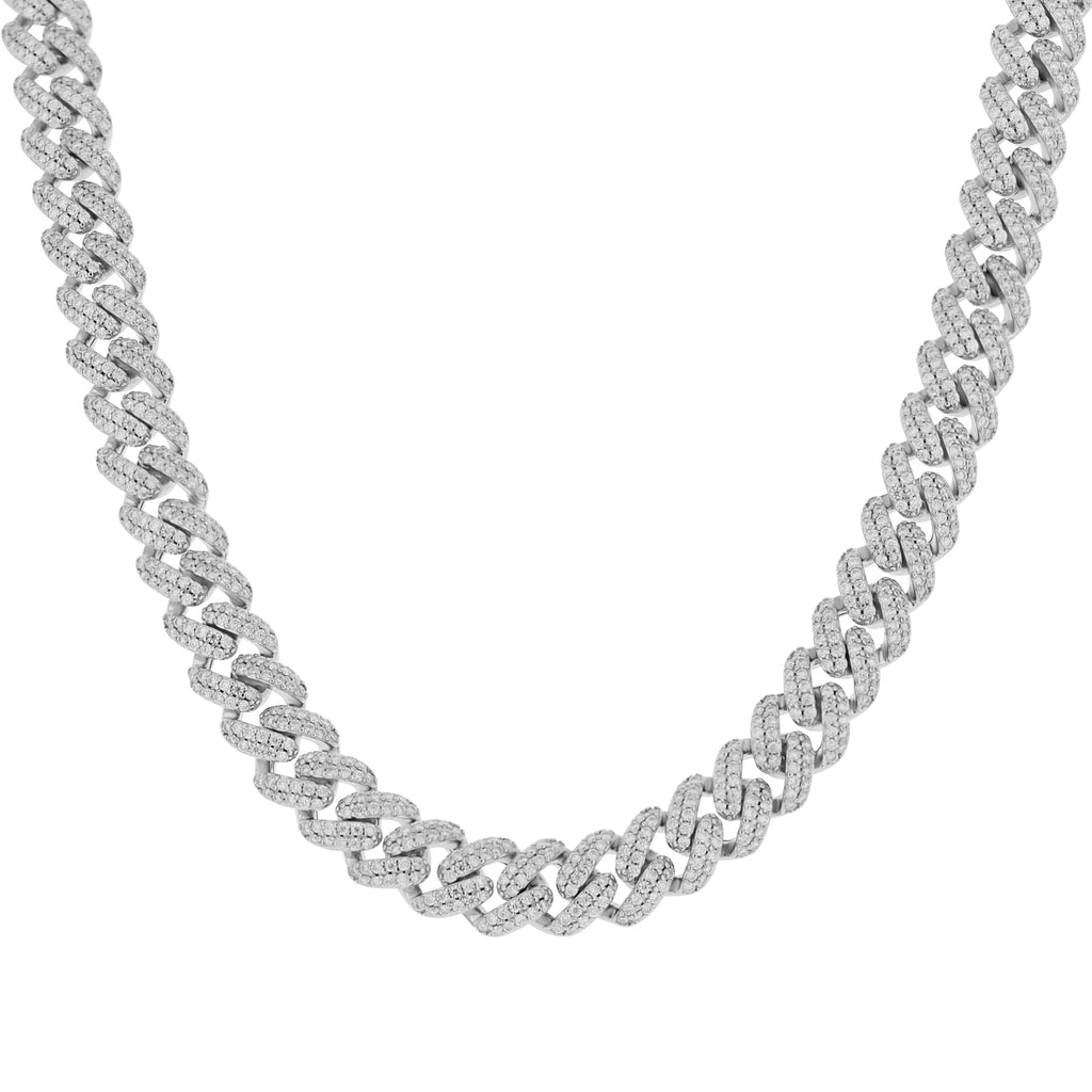 925 Sterling Silver Unisex 10.52ct Moissanite Cuban Chain Necklace 8mm 18 Inches