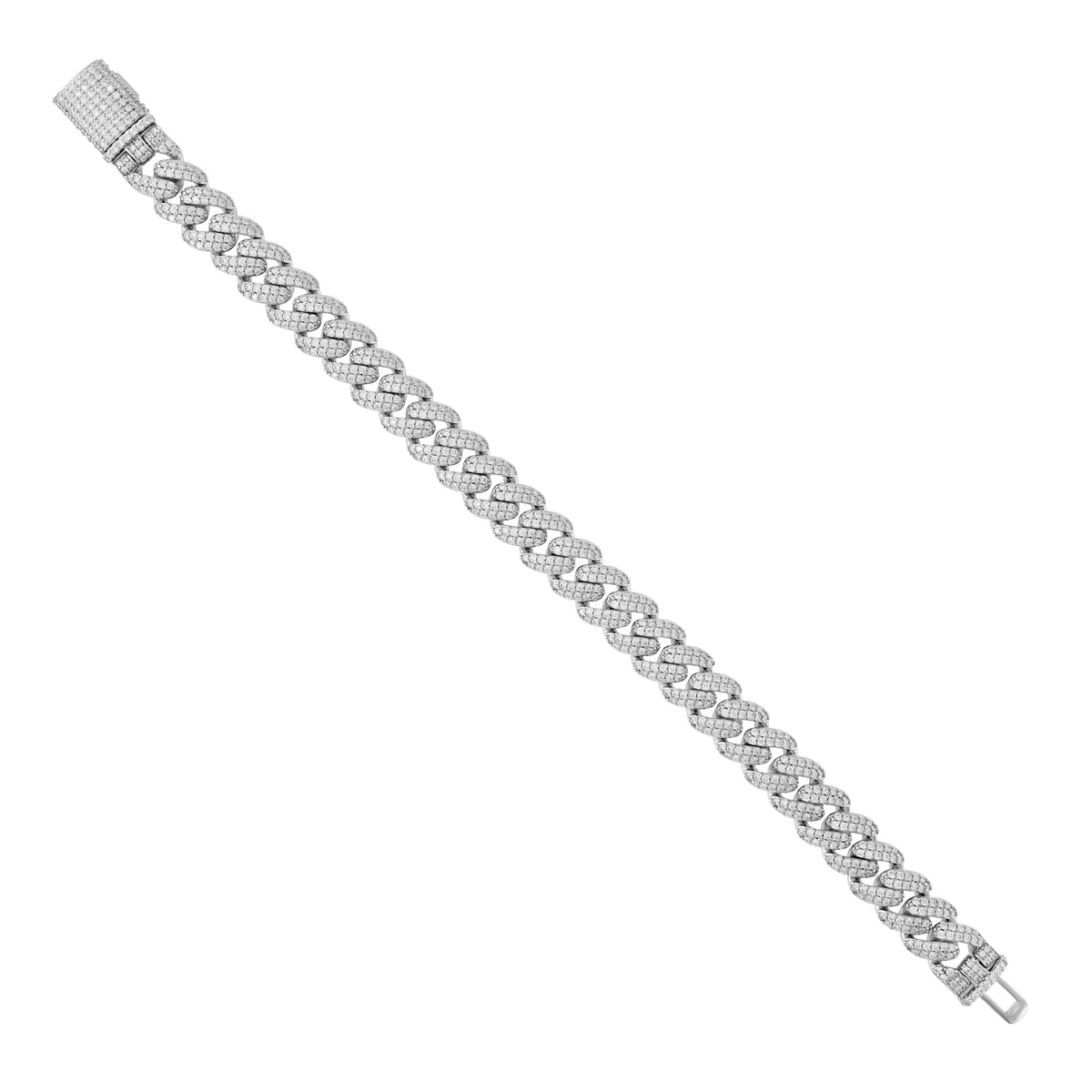 925 Sterling Silver Unisex 5.50ct Moissanite Cuban Chain Bracelet 10mm 7 Inches