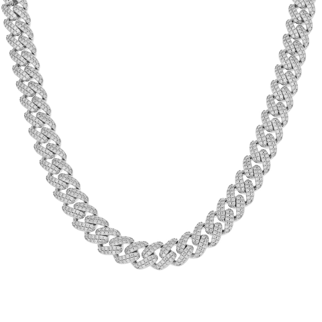 925 Sterling Silver Unisex 15.26ct Moissanite Cuban Chain Necklace 10mm 20 Inches