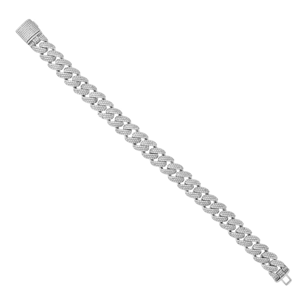 925 Sterling Silver Unisex 21.88ct Moissanite Cuban Chain Necklace 12mm 22 Inches