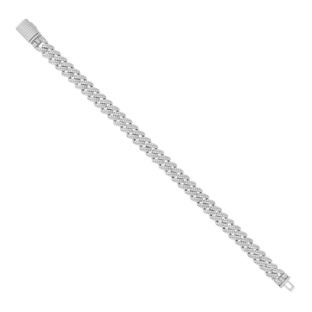 925 Sterling Silver Unisex Baguette Round 7.94ct, 7.79ct Moissanite Cuban Chain Necklace 8mm 16 Inches