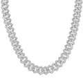 925 Sterling Silver Unisex Baguette Round 7.63ct, 12.11ct Moissanite Cuban Chain Necklace 10mm 22 Inches