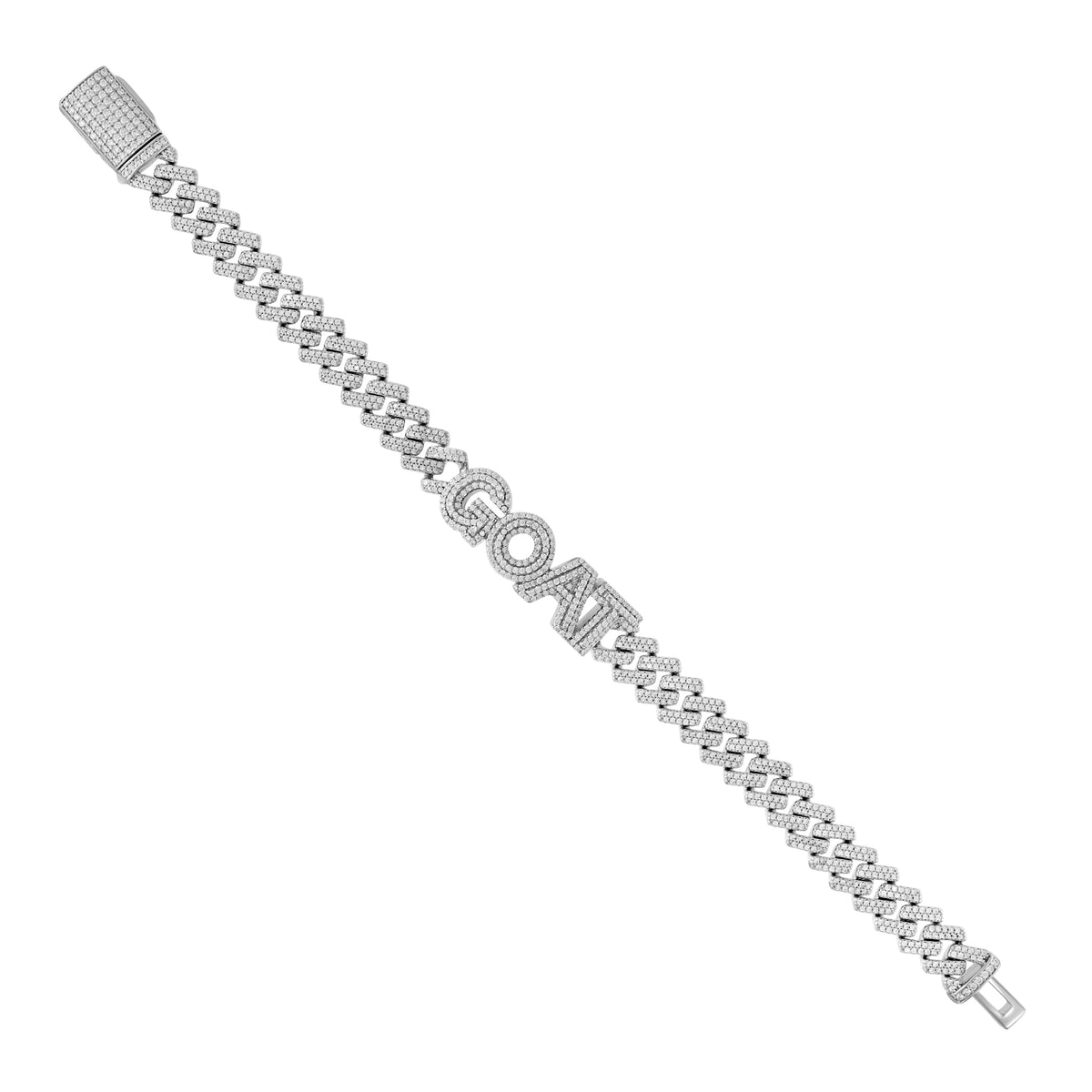 925 Sterling Silver Mens Moissanite GOAT Cuban Chain Bracelet