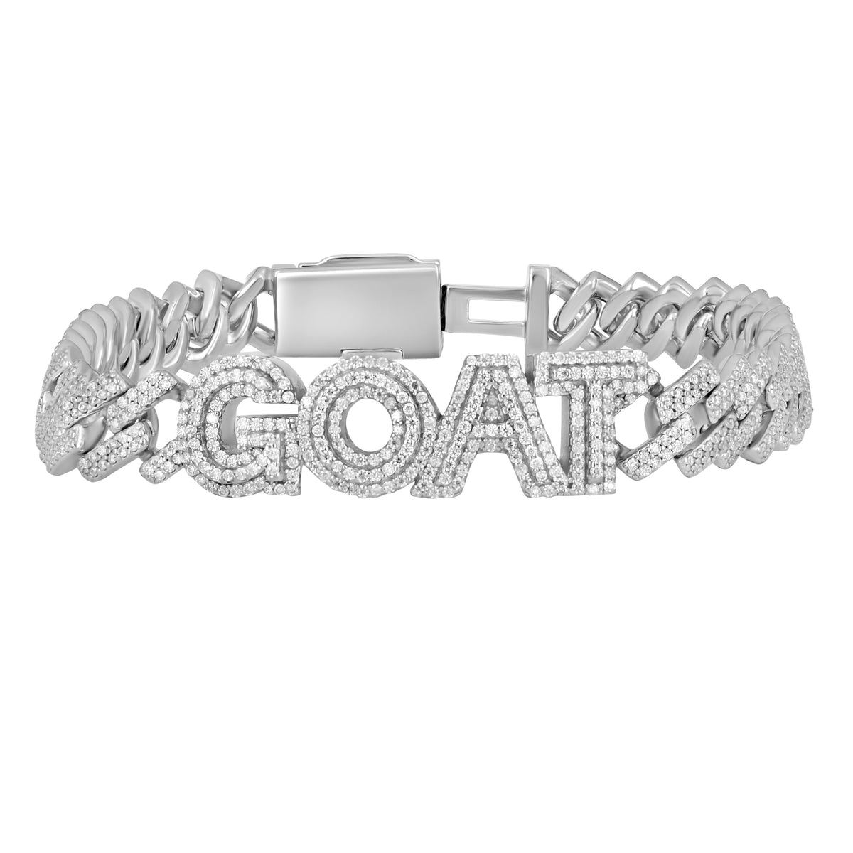 925 Sterling Silver Mens Moissanite GOAT Cuban Chain Bracelet