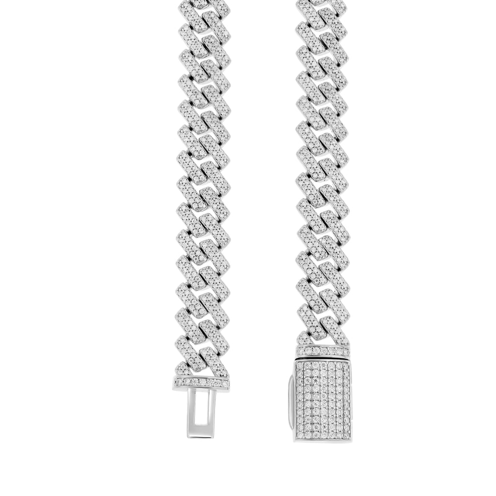 925 Sterling Silver Mens Moissanite GOAT Cuban Chain Bracelet