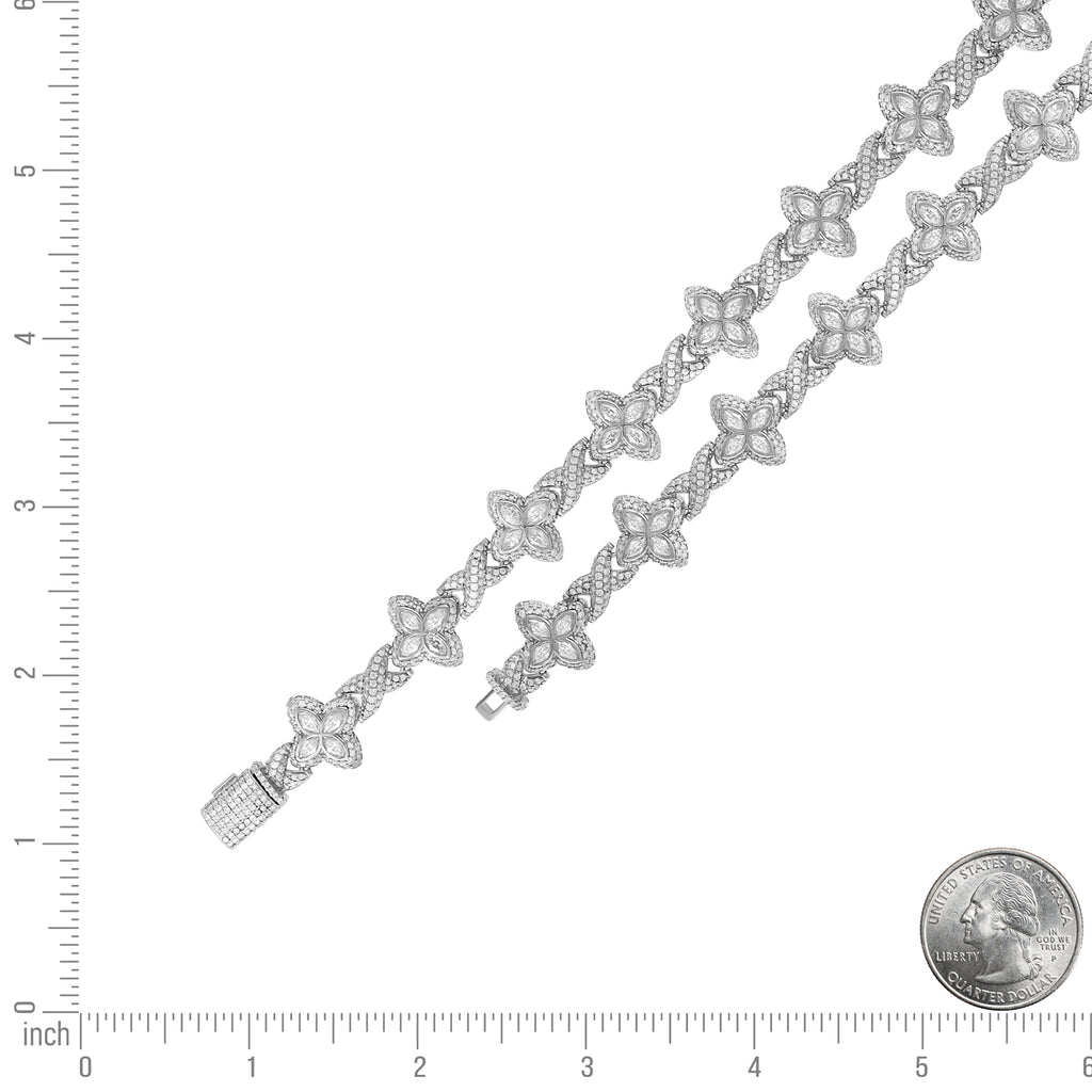 925 Sterling Silver Womens Marquise Round 4.99ct, 4.94ct Moissanite Infinity Clover Good Luck Charm Bracelet 16mm 7.4 Inches
