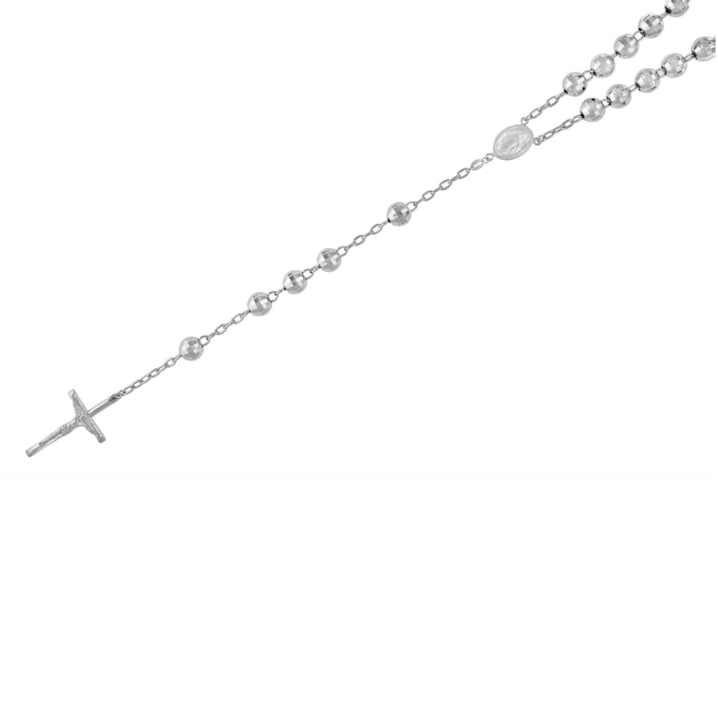 925 Sterling Silver Unisex Crucifix Cross Religious Rosary Necklace 8mm 26 Inches