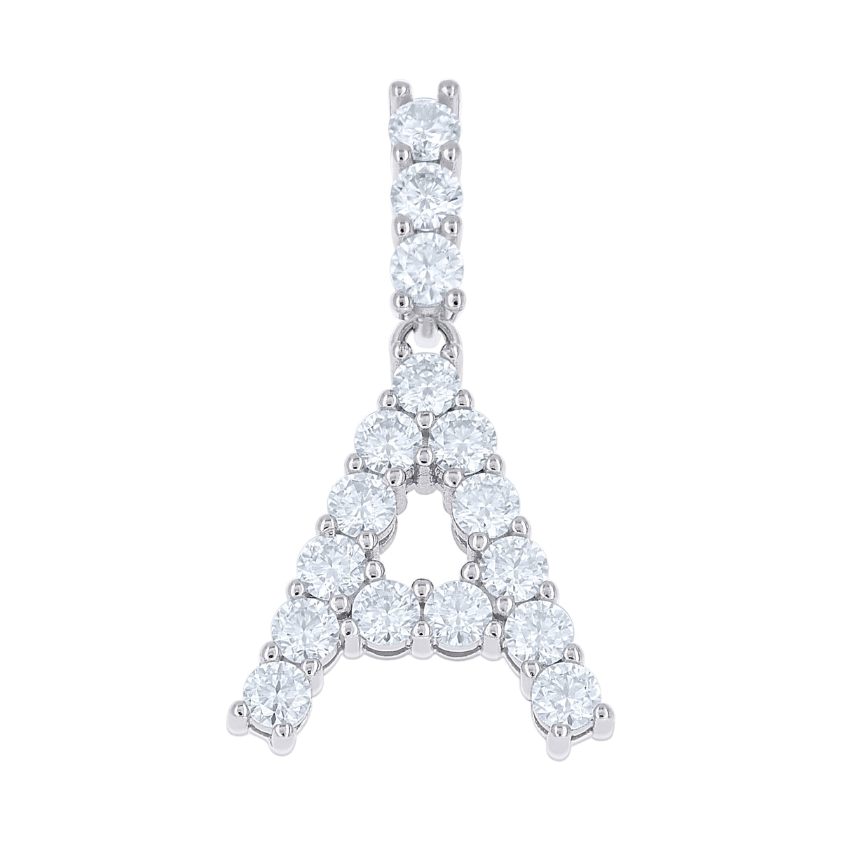 925 Sterling Silver Unisex 1.62ct Moissanite Initial Alphabet A Charm Pendant