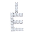 925 Sterling Silver Unisex 1.82ct Moissanite Initial Alphabet E Charm Pendant
