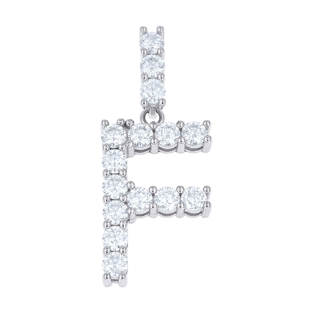 925 Sterling Silver Unisex 1.52ct Moissanite Initial Alphabet F Charm Pendant