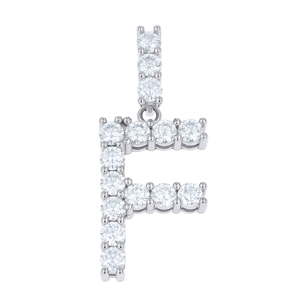 925 Sterling Silver Unisex 1.52ct Moissanite Initial Alphabet F Charm Pendant