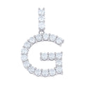 925 Sterling Silver Unisex 2.12ct Moissanite Initial Alphabet G Charm Pendant