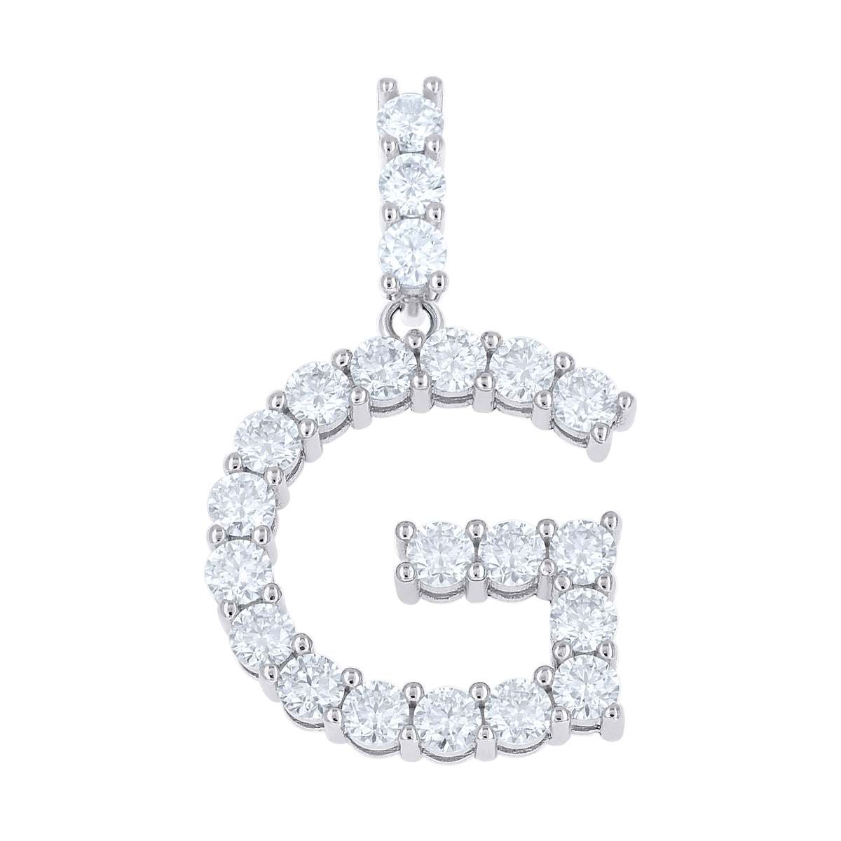 925 Sterling Silver Unisex 2.12ct Moissanite Initial Alphabet G Charm Pendant