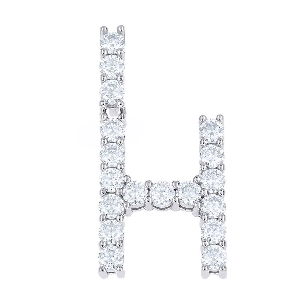925 Sterling Silver Unisex 1.82ct Moissanite Initial Alphabet H Charm Pendant