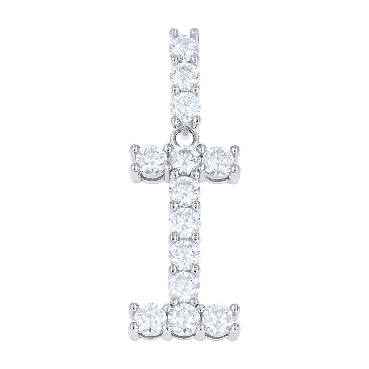 925 Sterling Silver Unisex 1.31ct Moissanite Initial Alphabet I Charm Pendant