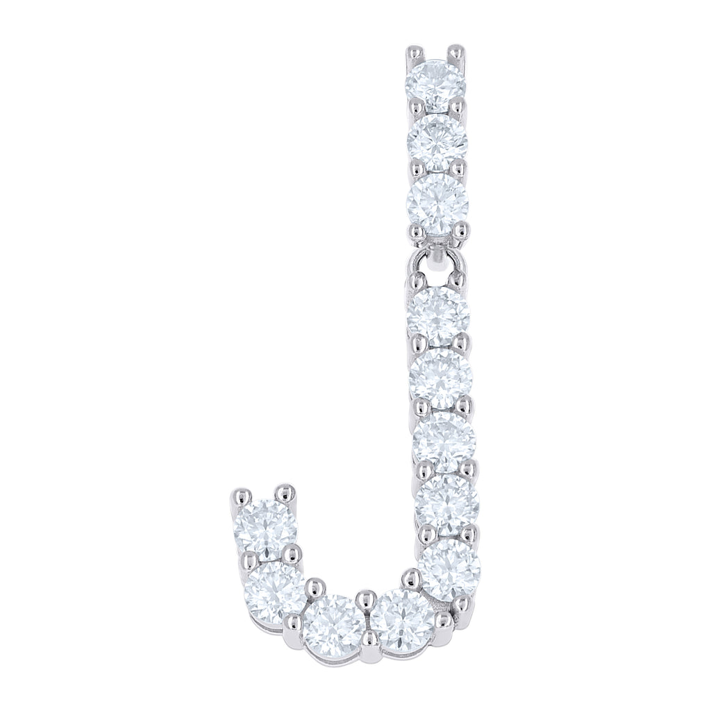 925 Sterling Silver Unisex 1.21ct Moissanite Initial Alphabet J Charm Pendant